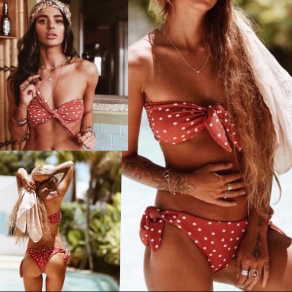 MayMay’s Boutique Other - Rust Knot Front Polka Dot Cheeky Bikini